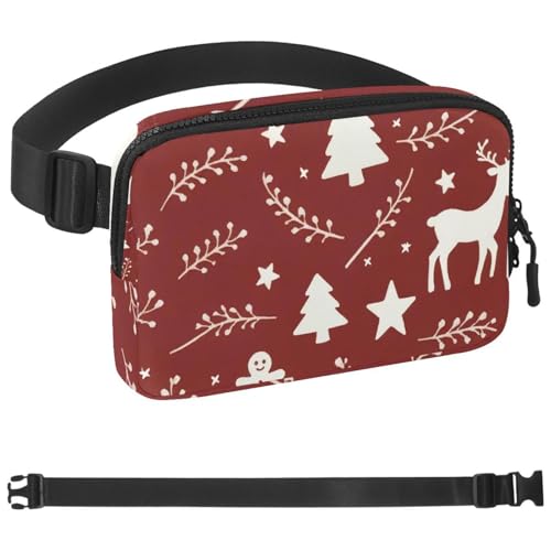 Bunte Weihnachts-122 Gürteltasche für Damen und Herren, Gürteltasche mit verstellbarem Riemen, modische Umhängetasche für Reisen, Outdoor, Laufen, Wandern, Mehrfarbig 03, 1.5x9.0x5.9in/4x23x15cm von Generisch