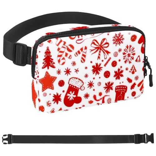 Bunte Weihnachts-122 Gürteltasche für Damen und Herren, Gürteltasche mit verstellbarem Riemen, modische Umhängetasche für Reisen, Outdoor, Laufen, Wandern, Mehrfarbig 04, 1.5x9.0x5.9in/4x23x15cm von Generisch