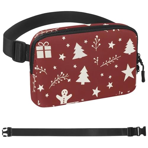 Bunte Weihnachts-122 Gürteltasche für Damen und Herren, Gürteltasche mit verstellbarem Riemen, modische Umhängetasche für Reisen, Outdoor, Laufen, Wandern, Mehrfarbig 06, 1.5x9.0x5.9in/4x23x15cm von Generisch