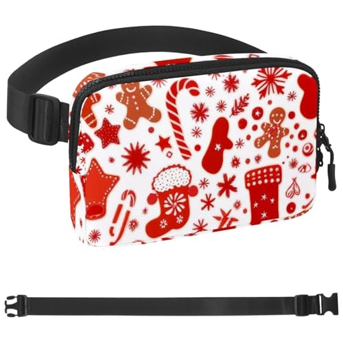 Bunte Weihnachts-122 Gürteltasche für Damen und Herren, Gürteltasche mit verstellbarem Riemen, modische Umhängetasche für Reisen, Outdoor, Laufen, Wandern, Mehrfarbig 07, 1.5x9.0x5.9in/4x23x15cm von Generisch