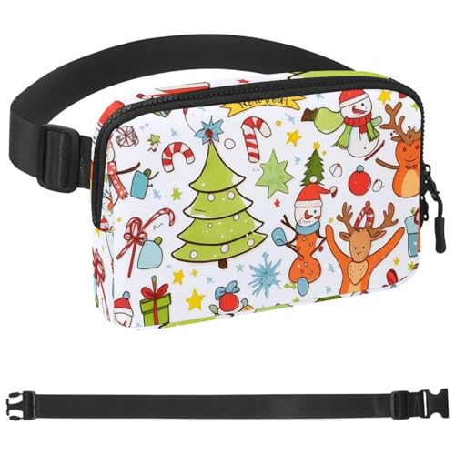 Bunte Weihnachts-Gürteltasche für Damen und Herren, Gürteltasche mit verstellbarem Riemen, modische Umhängetasche für Reisen, Outdoor, Laufen, Wandern, Mehrfarbig 06, 1.5x9.0x5.9in/4x23x15cm von Generisch