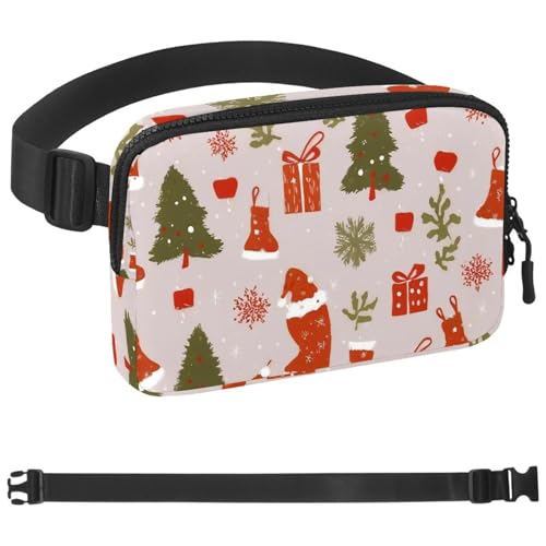 Bunte Weihnachts-Gürteltasche für Damen und Herren, Gürteltasche mit verstellbarem Riemen, modische Umhängetasche für Reisen, Outdoor, Laufen, Wandern, Mehrfarbig 10, 1.5x9.0x5.9in/4x23x15cm von Generisch