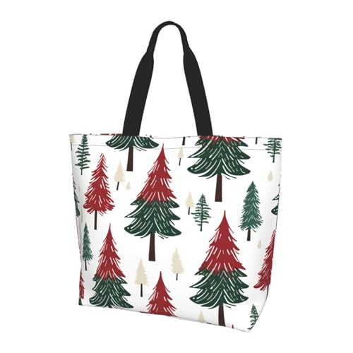 Bunte Weihnachtsbaum-Tragetasche für Damen, Schulterhandtaschen, Weihnachts-Einkaufstaschen, wasserabweisend, große Handtasche mit Innentasche für Arbeit, Reisen, Schule von Generisch