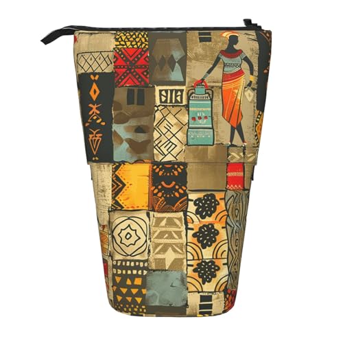 Bunte afrikanische Frauen, Stehendes Federmäppchen, ägyptische Ethno-Stifttasche, Teleskop-Bleistifttasche, Pop-Up-Kosmetiktasche, Schreibwaren-Organizer für Schule, Büro, Reisen von Generisch