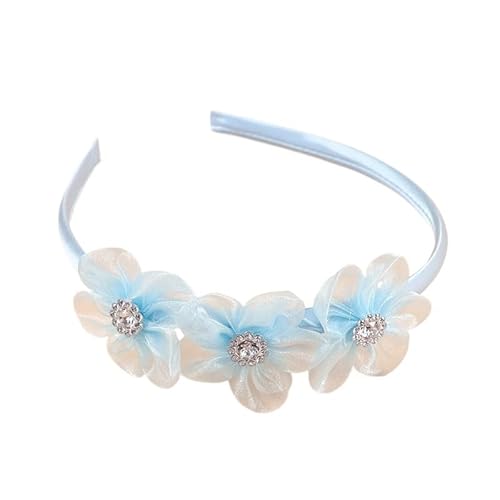 Bunter Haarreif mit Wasser-Diamant-Netz, Pfirsichblüte, for Mädchen – Baby-Stoffblumen-Stirnband(Light blue) von Generisch