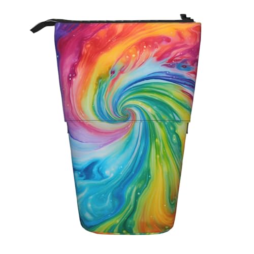 Buntes Batik-Federmäppchen mit Wirbelkunst, Stiftehalter, Teleskop-Federtasche, Pop-Up-Kosmetiktasche, Schreibwaren-Organizer für Schule, Büro, Reisen von Generisch