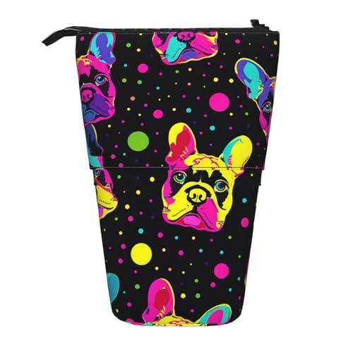 Buntes Bulldoggen-Federmäppchen, niedlicher Hund, Teleskop-Bleistifttasche, Pop-Up-Kosmetiktasche, Schreibwaren-Organizer für Schule, Büro, Reisen von Generisch