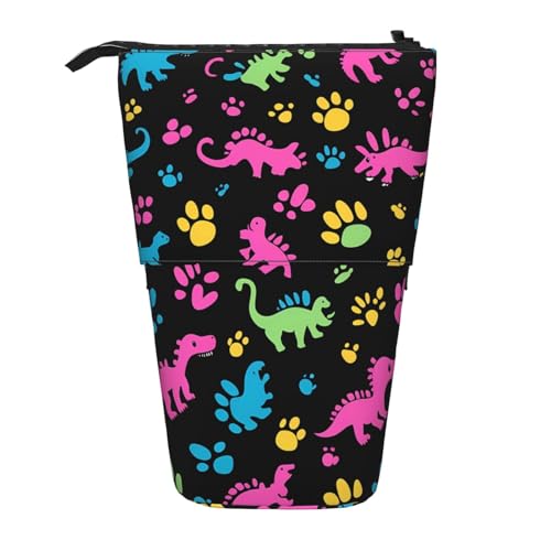 Buntes Dinosaurier-Federmäppchen, Motiv: Dinosaurier, Pfotenabdruck-Stifttasche, Teleskop-Federtasche, Pop-Up-Kosmetiktasche, Schreibwaren-Organizer für Schule, Büro, Reisen von Generisch