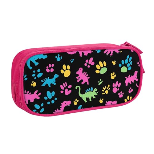 Buntes Dinosaurier-Federmäppchen für Jungen und Mädchen, Dino-Potenabdruck, großes Stifteetui, Schreibtisch-Organizer, Federmäppchen für Schule, Büro, Make-up-Tasche mit Reißverschluss, blau von Generisch