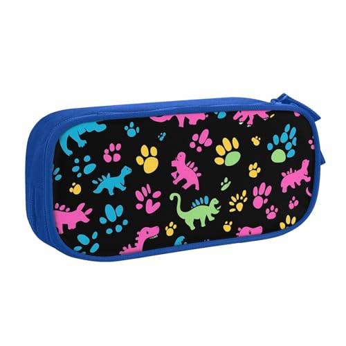 Buntes Dinosaurier-Federmäppchen für Jungen und Mädchen, Dino-Potenabdruck, großes Stifteetui, Schreibtisch-Organizer, Federmäppchen für Schule, Büro, Make-up-Tasche mit Reißverschluss, rose von Generisch