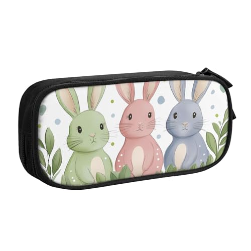 Buntes Federmäppchen mit Hasenblättern, für Jungen und Mädchen, Kaninchen, gepunktet, große Stifttasche, Schreibtisch, Schreibwaren, Organizer, Federmäppchen für Schule, Büro, Make-up-Tasche mit von Generisch