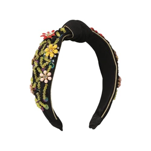 Buntes Turban-Stirnband für Damen, Strass, handgefertigt, Mittelknoten, Haar-Accessoire von Generisch