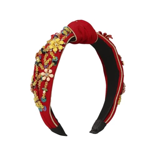 Buntes Turban-Stirnband für Damen, Strass, handgefertigt, Mittelknoten, Haar-Accessoire von Generisch