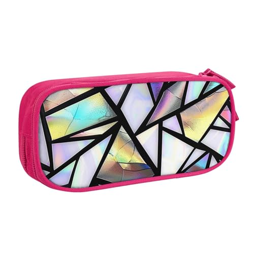 Buntglas-Federmäppchen für Jungen und Mädchen, Regenbogen-Geometrie, große Stifttasche, Schreibtisch, Schreibwaren, Organizer, Bleistifttasche für Schule, Büro, Make-up-Tasche mit Reißverschluss, blau von Generisch