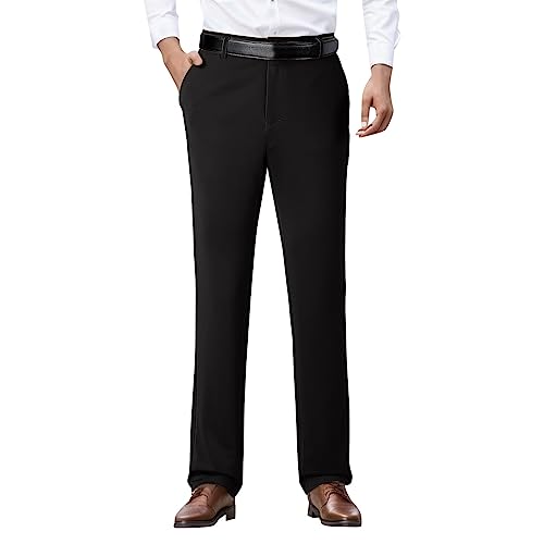 Business Anzughose für Herren Einfarbige Gerade Hosen Businesshose Casual Regular Fit Chino Hose Herrenhose Stoffhose Pant Streetwear Freizeithose Stretch Straight Hose Mittlerer Waist Pants von Generisch