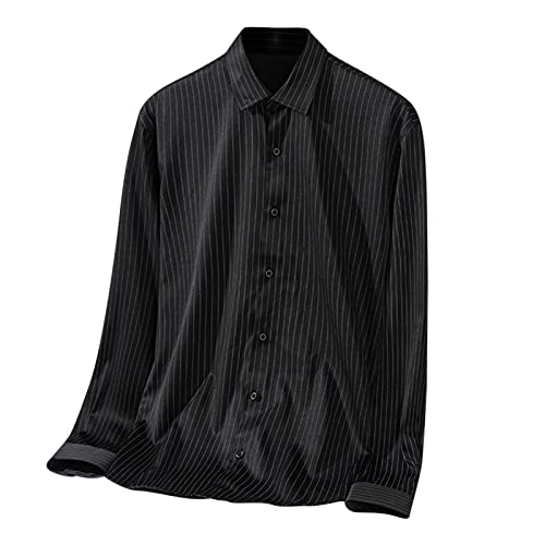 Business Hemd Herren Bügelfrei Langarmhemd Einfarbig Regular Fit Herrenhemden Western Hemden Revers Button Down Trachtenhemd Basic Modische Businesshemd Reifes Freizeithemd (Dunkelgrau, 3XL) von Generisch