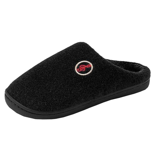 Business Schuhe Damen Paare Männer Frauen Slip On Pelzigen Flache Hause Winter Runde Zehe Halten Warme Drucke Hausschuhe Schuhe (Black, 37) von Generisch