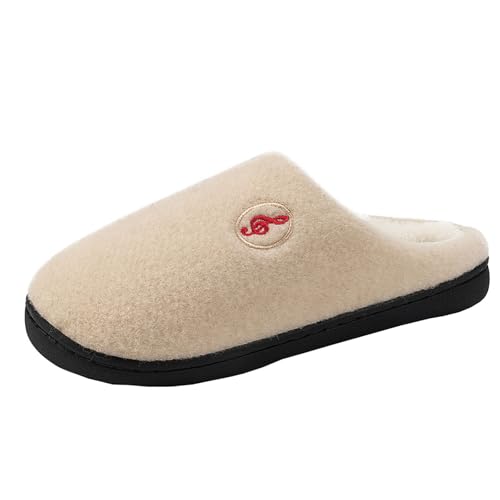 Business Schuhe Damen Paare Männer Frauen Slip On Pelzigen Flache Hause Winter Runde Zehe Halten Warme Drucke Hausschuhe Schuhe (White, 45) von Generisch