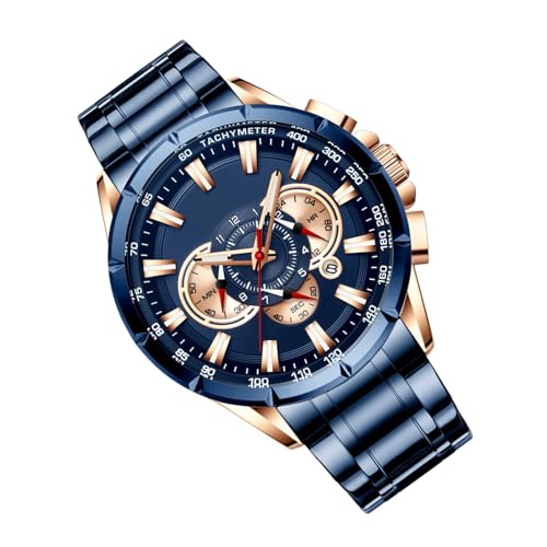 Business Watch, Mens Metal Watch | Chronograph Uhren für Männer,Klassische mechanische Band, Elegante Business Clothing Accessoires für alle Mitarbeiter von Männern Arbeiter von Generisch