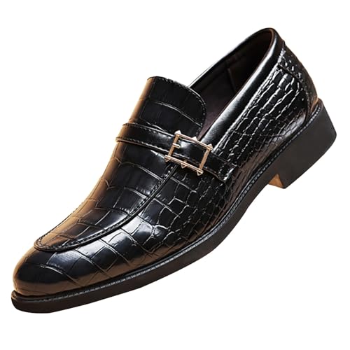 Businessschuhe Herren Bequem Lederschuhe aus Krokodilleder Anzugschuhe Elegante Abendschuhe mit spitzem Formale Schuhe Schnallenriemen Schlupfschuhe mit Absatz Halbschuhe für Büro Arbeit Businessschuhe Herren Bequem Lederschuhe aus Krokodilleder Anzugschuhe Elegante Abendschuhe mit spitzem Formale Schuhe Schnallenriemen Schlupfschuhe mit Absatz Halbschuhe für Büro Arbeit von Generisch