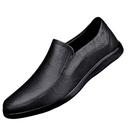 Businessschuhe Herren Loafer Leder Schuhe | Herren Leichtgewichts Freizeitschuhe Anzugschuhe Ohne SchnüRsenkel | Bequeme Rutschfeste Walkingschuhe Flache-Schuhe Arbeitsschuhe Bequeme Passform von Generisch