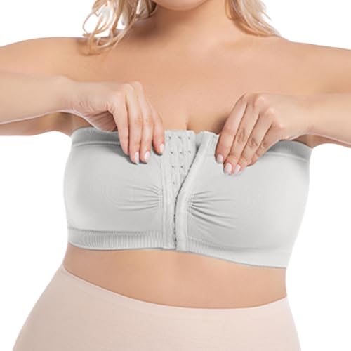 Bustier Damen Große Brüste Damen Trägerloser BH Push up Mit Vorderer Schnalle Bustier Seamless Soft Super Bequemer Bandeau BH Starker Halt rutschfest Trägerloses Top Ohne Träger Tube Top von Generisch