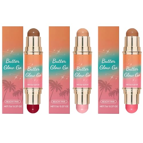 Butter Glow & Go Multi-Use-Stick, Make-up-Creme-Rouge-Stick, Creme-Kontur-Schatten Highlighter Bronzer, langlebige wasserdichte, Mehrzweck, 7,6 g, für Skulptur Butter Glow & Go Multi-Use-Stick, Make-up-Creme-Rouge-Stick, Creme-Kontur-Schatten Highlighter Bronzer, langlebige wasserdichte, Mehrzweck, 7,6 g, für Skulptur von Generisch