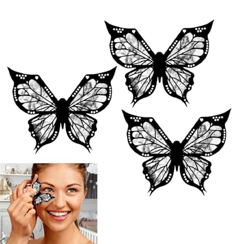 Butterflys Eyeliner-Schablone, Schmetterlings-Eyeliner-Stempel, Augen-Make-up-Werkzeug, Schmetterlings-Schablone, Eyeliner-Werkzeug, Lidschatten-Applikatoren für Smokey Lidschatten (3 Stück) von Generisch