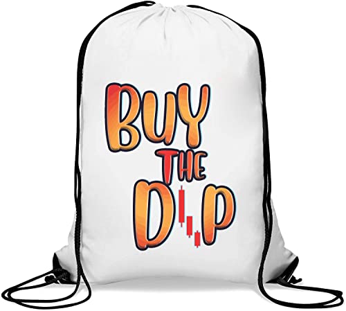 Buy The Dip Stock Trader Bubble Font Art Gym Sack Casual Drawstring Bag White von Generisch