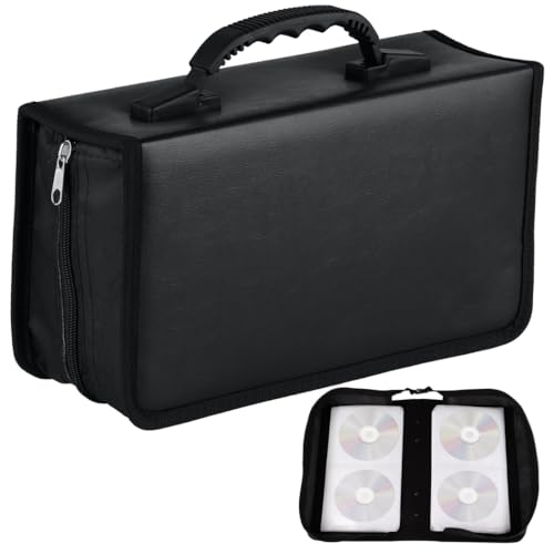 CD-Aufbewahrungstasche aus PU-Leder, für 128 CDs, tragbare DVD-Hülle für Zuhause und Reisen, Schwarz CD-Aufbewahrungstasche aus PU-Leder, für 128 CDs, tragbare DVD-Hülle für Zuhause und Reisen, Schwarz von Generisch