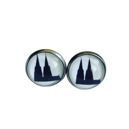 Cabochon Ohrstecker Köln Kölner Dom schwarz weiß aus Edelstahl 8 mm oder 12 mm (12 mm) von Generisch