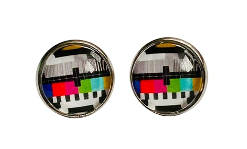 Cabochon Ohrstecker Testbild aus Edelstahl 8 mm oder 12 mm (8 mm Motiv) von Generisch