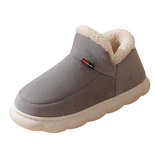 Camp Schuhe Herren Winter Herrenschuhe mit dicken Sohlen All-Inclusive-Füßen. Hausschuhe können drinnen draußen mit warmen Baumwollpantoffeln getragen Werden Schuhe Herren Boots Winter (Grey, 44) von Generisch