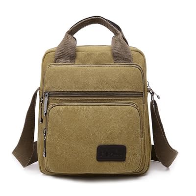 Canvas-Kuriertasche für Herren, kompakte, mehrschichtige Umhängetasche, leichte Reise-Organizer-Tasche für Senioren, lässige Alltagstasche für Business oder Markt, Khaki 11, Einheitsgröße Canvas-Kuriertasche für Herren, kompakte, mehrschichtige Umhängetasche, leichte Reise-Organizer-Tasche für Senioren, lässige Alltagstasche für Business oder Markt, Khaki 11, Einheitsgröße von Generisch
