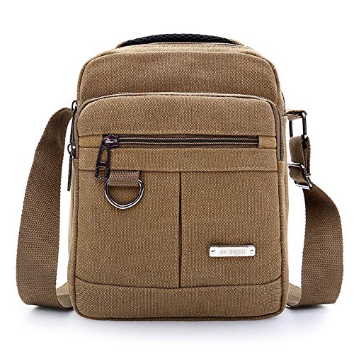 Canvas-Kuriertasche für Herren, kompakte, mehrschichtige Umhängetasche, leichte Reise-Organizer-Tasche für Senioren, lässige Alltagstasche für Business oder Markt, Khaki 8, Einheitsgröße Canvas-Kuriertasche für Herren, kompakte, mehrschichtige Umhängetasche, leichte Reise-Organizer-Tasche für Senioren, lässige Alltagstasche für Business oder Markt, Khaki 8, Einheitsgröße von Generisch