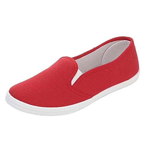 Canvas Schuhe Damen Ohne SchnüRsenkel Freizeitschuhe - Flache rutschfeste Segeltuchschuhe Walkingschuhe Leicht Bequeme Flache-Schuhe Damenschuhe Slip On Sneaker Joggingschuhe Fitnessschuhe von Generisch