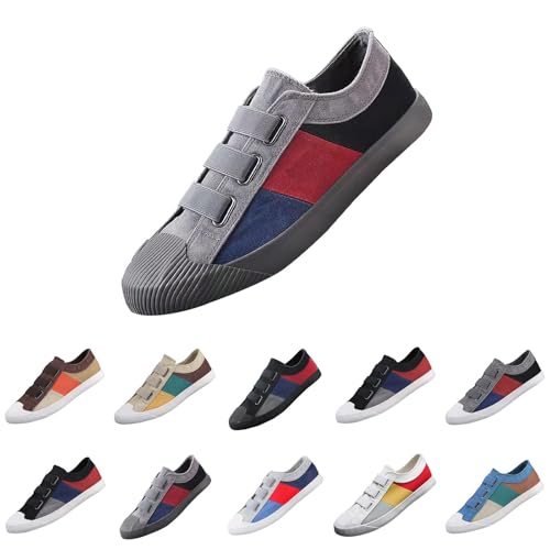 Canvas-Schuhe für Herren, weite Passform, niedrig, atmungsaktiv, Deck-Boot, lässig, Baumwoll-Leinen-Turnschuhe, Slip-On-Sneaker, bequem, leicht, rutschfest, klassische Wander-Sneaker, grau, 42.5 EU Canvas-Schuhe für Herren, weite Passform, niedrig, atmungsaktiv, Deck-Boot, lässig, Baumwoll-Leinen-Turnschuhe, Slip-On-Sneaker, bequem, leicht, rutschfest, klassische Wander-Sneaker, grau, 42.5 EU von Generisch