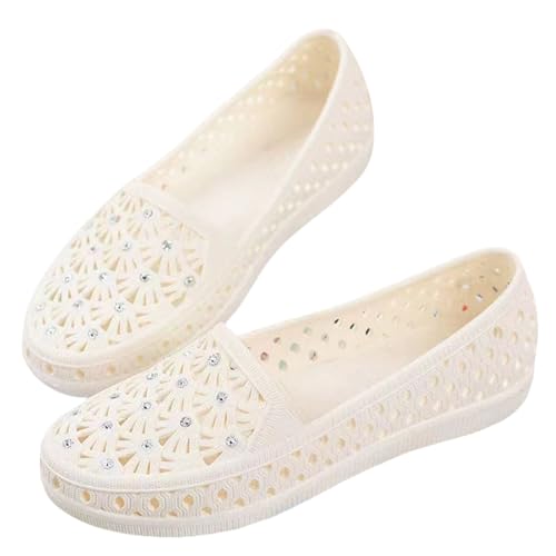 Canvas Slip On Shoes Women, Hausschuhe Mokassins Damen Sommer Hohl Halbschuhe Weichen Sohlen Slippers Gummi Clogs Badeschuhe Lässige Sommerschuhe Atmungsaktiv Loafer Freizeitschuhe Outdoor 1 von Generisch