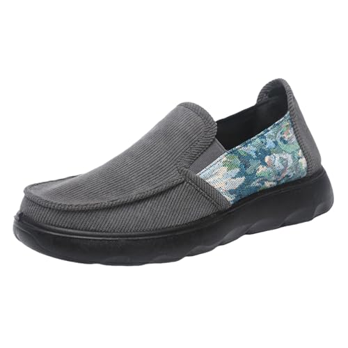 Canvas-Slipper für Herren, Slipper, Walking, Freizeit, Fahrschuhe, atmungsaktiv, weich, einfarbig, Sneaker, leicht, bequem, Sneaker, Outdoor, altes Tuch, grau, 38 2/3 EU von Generisch