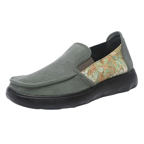 Canvas-Slipper für Herren, Slipper, Walking, Freizeit, Fahrschuhe, atmungsaktiv, weich, einfarbig, Sneaker, leicht, bequem, Sneaker, Outdoor, altes Tuch, grün, 40 2/3 EU von Generisch