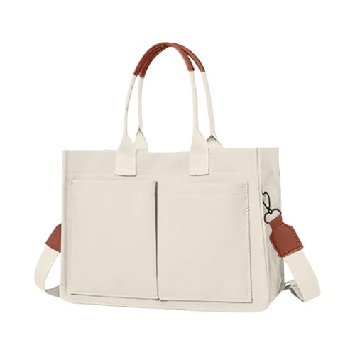 Canvas-Tragetasche – Leinen-Tragetasche | einfarbige Taschen | Damen-Geldbörse | Reise-Clutch | Cross-Body Handtaschen | modische Handtasche für den täglichen Gebrauch für Damen und Mädchen, weiß von Generisch