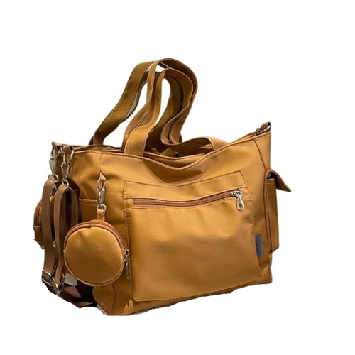 Canvas-Tragetasche für Damen, Crossbody-Tasche, großes Fassungsvermögen, einzelne Schultertasche für Klasse, reine Farbe, braun, Einheitsgröße von Generisch