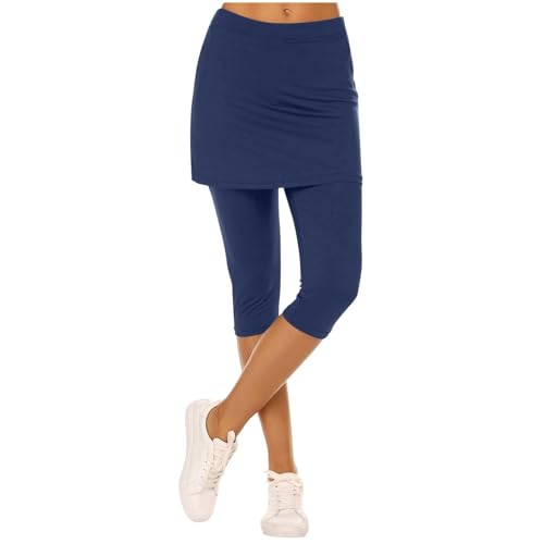 Capri-Leggings mit Rock – Tennis-Skorts mit Leggings für Damen, elastische Taille, Golfhose, 3/4-Yogahose, enge Laufshorts, Damen-Workout, Activewear, Sportröcke, Sommerhose, dunkelblau, M Capri-Leggings mit Rock – Tennis-Skorts mit Leggings für Damen, elastische Taille, Golfhose, 3/4-Yogahose, enge Laufshorts, Damen-Workout, Activewear, Sportröcke, Sommerhose, dunkelblau, M von Generisch