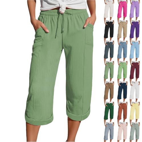 Caprihose Damen Sommer Leicht, Musselin Hose 3/4 Leinenhose Sommer Kurze Hosen Sommerhose Leicht Caprihose Culotte Dreiviertel Strandhose Caprihose Damen Sommer Leicht, Musselin Hose 3/4 Leinenhose Sommer Kurze Hosen Sommerhose Leicht Caprihose Culotte Dreiviertel Strandhose von Generisch