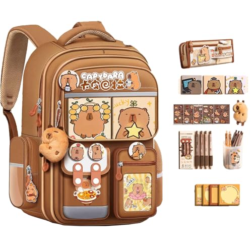 Capybara Backpack for School – Cute Kawaii Cartoon Backpack for Girls & Boys, Waterproof Durable Capybara Bookbag with Padded Straps and Multiple Compartments, Cute Bookbag Gift for kids von Generisch