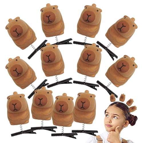 Capybara Claw Clip, 12 Stück Cartoon Tierhaarclips - Haarschmuck, Ornament mit Frühlingsdesign, stilvolle sicher für Schulkinder von Generisch