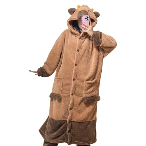 Capybara Einteiler-Pyjama, tragbarer Capybara-Kostüm-Overall für Erwachsene, schlafender Tier-Pyjama, niedlicher Schlafanzug für Erwachsene, weiche Nachtwäsche für Cosplay, Kinder und Erwachsene, von Generisch