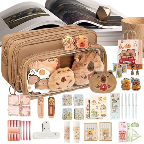 Capybara Federmäppchen – Ästhetisches Federmäppchen Capybara Stuff | Großes Fassungsvermögen, Organizer, Stifttasche für Teenager, Kinder, College, Büro, Klassenzimmer, Geburtstag, Weihnachten von Generisch