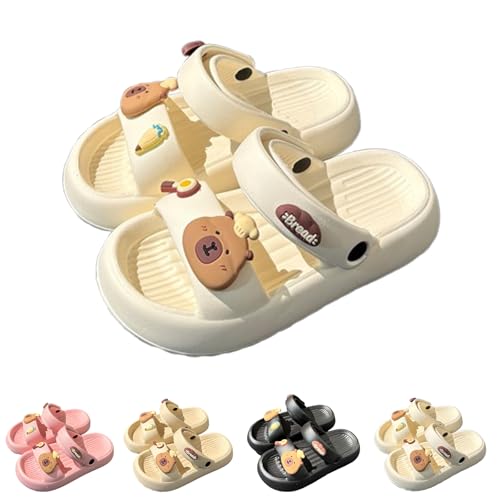 Capybara Hausschuhe, Doppelte Schnalle Weiche Cozy Slides Original Cloud Slippers (Weiß, L, Erwachsene, 36, Numerisch (von/bis), EU Schuhgrößensystem, 37, Breit) von Generisch