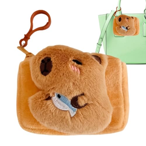 Capybara Münzgeldbörse – niedliche Tiertasche, kleine Kleingeldbörse | weicher Münzhalter mit Capybara-Thema, kompaktes Geldbeutel, Reißverschluss, Münzgeldbörse, bezauberndes Tier-Accessoire für von Generisch